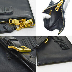Miu Miu gold leather black pouch metal bag Shoulder